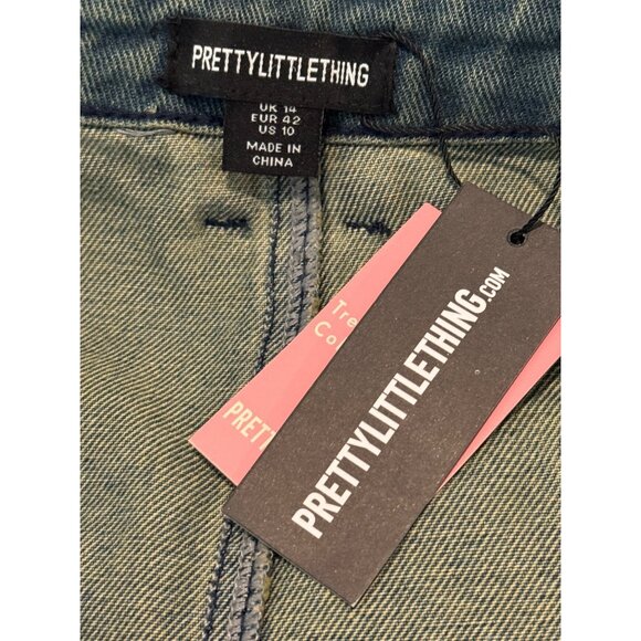 Pretty Little Things Women's Asymmetric Micro Mini Skirt Indigo Vintage Size 10 - Picture 6 of 7